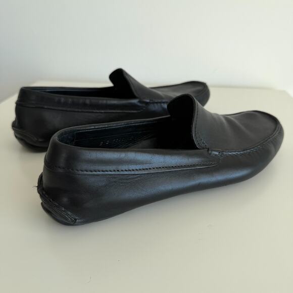 Prada Loafers Men 9 Black Leather Moccasins Driver Slip On Dress Shoe Italy Made - Picture 6 of 12